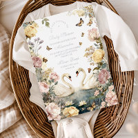 Elégant Baby shower de cygnes aquarelles
