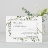 Invitation En Aluminium Elégant Baby shower de feuillage Eucalyptus (Debout devant)
