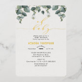 Invitation En Aluminium Élégant Baby shower Eucalyptus (Recto)