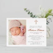 Invitation En Aluminium Élégant Baptême Photo Véritable Or (Debout devant)