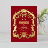 Invitation En Aluminium Elégant Baroque Rococo 1746 Mariage Frame Border (Debout devant)
