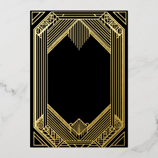 Invitation En Aluminium Elegant Black and Gold Art Deco Wedding (Recto)