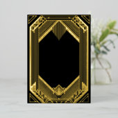 Invitation En Aluminium Elegant Black and Gold Art Deco Wedding (Debout devant)