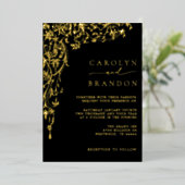 Invitation En Aluminium Elegant Black and Gold Filigree Wedding (Debout devant)