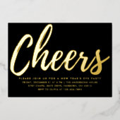 Invitation En Aluminium Elegant Black and Gold New Year's Eve Party (Recto)