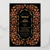 Invitation En Aluminium Elégant Black Fall Feuilles Rustique Boho Mariage (Recto)