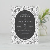 Invitation En Aluminium Elegant Black Floral Botanical (Debout devant)