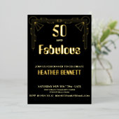 Invitation En Aluminium Elegant Black Foil Art Deco 50 Fabulous Birthday (Debout devant)