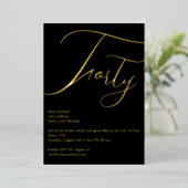 Invitation En Aluminium Elégant Black & Gold Foil 40e anniversaire Invitat (Debout devant)