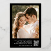 Invitation En Aluminium Élégant Black Gold Foil Deux photo Mariage de code (Verso)