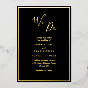 Invitation En Aluminium Elégant Black Gold moderne Nous faisons Mariage