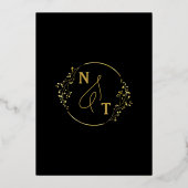 Invitation En Aluminium Élégant Black Gold Script Photo Mariage Monogramme (Verso)