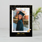 Invitation En Aluminium Élégant Black Graduation Photo Annouement (Debout devant)