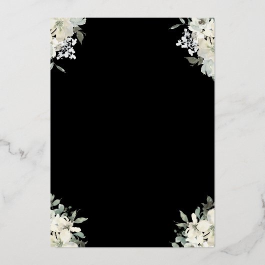 Invitation En Aluminium Elégant Black Quinceañera Floral Gold (Verso)