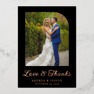 Invitation En Aluminium Elégant Black & Rose Gold Photo Mariage