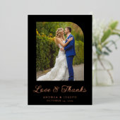 Invitation En Aluminium Elégant Black & Rose Gold Photo Mariage (Debout devant)