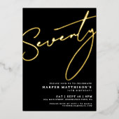 Invitation En Aluminium Elegant Black Seventy 70th Birthday Gold (Recto)