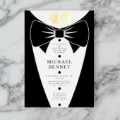 Invitation En Aluminium Elegant Black Tuxedo 40th Birthday Gold