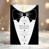 Invitation En Aluminium Elegant Black Tuxedo 40th Birthday Gold