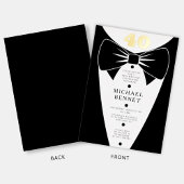 Invitation En Aluminium Elegant Black Tuxedo 40th Birthday Gold