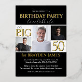 Invitation En Aluminium Elégant Black White Gold 50e anniversaire Invitati (Recto)