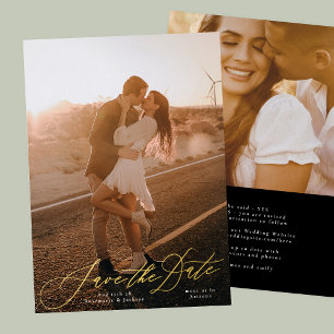 Invitation En Aluminium Élégant Blanc Photo Le Mariage Or Sauvegarder La D