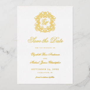 Invitation En Aluminium Élégant blason de monogramme vintage Enregistrer l