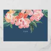 Invitation En Aluminium Elégant bleu aquarelle Botanique Enregistrer la da (Verso)