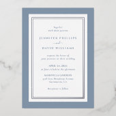 Invitation En Aluminium Elégant bleu et argent Dusty (Recto)