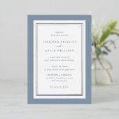 Invitation En Aluminium Elégant bleu et argent Dusty (Debout devant)