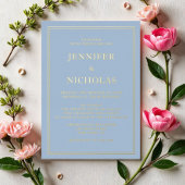 Invitation En Aluminium Elégant bleu Mariage or