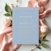 Invitation En Aluminium Elégant bleu Mariage or