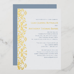 Invitation En Aluminium Élégant Bleu Poussiéreux Minimaliste Classique Fil