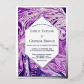 Invitation En Aluminium Elégant Blue Galaxy Abstrait Art Mariage Argent (Recto)