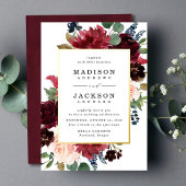 Invitation En Aluminium Élégant Blush Burgundy Navy Mariage floral