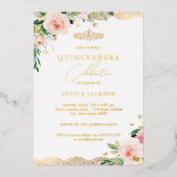 Elégant Blush Gold Floral dentelle photo Quinceane