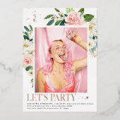 Invitation En Aluminium Elégant Blush rose Floral Rose Gold Frame Real (Recto)