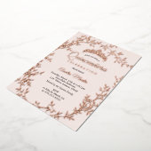 Invitation En Aluminium Elégant Blush Rose Gold Leaf Wreath Quinceanera (Rotation)