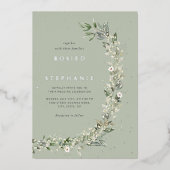 Invitation En Aluminium Elégant Boho Gold Foil Aquarelle Verdure Mariage (Recto)
