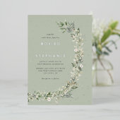 Invitation En Aluminium Elégant Boho Gold Foil Aquarelle Verdure Mariage (Debout devant)