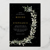 Invitation En Aluminium Elégant Boho Gold Foil Aquarelle Verdure Mariage (Recto)