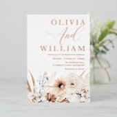 Invitation En Aluminium Élégant Boho Rose Floral Mariage or (Debout devant)