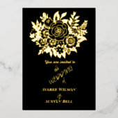 Invitation En Aluminium Élégant bouquet de roses en feuille d'or Mariage n (Recto)