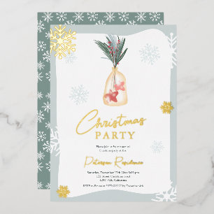 Invitation En Aluminium Élégant branches de Noël vert bleu rouge boho