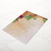 Invitation En Aluminium Elégant bronze Mariage Floral Or (Rotation)