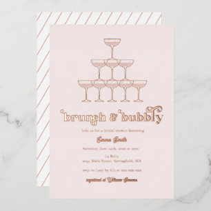 Invitation En Aluminium Élégant brunch rose gold et champagne pour une bab
