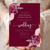 Invitation En Aluminium Elegant Burgundy Blush Silver Floral Wedding