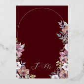 Invitation En Aluminium Elegant Burgundy Floral Gold Script Wedding (Verso)
