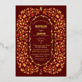 Invitation En Aluminium Élégant Burnt orange Chute Feuilles Mariage rustiq (Recto)