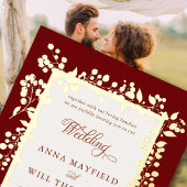 Invitation En Aluminium Elégant cadre de baies d'automne Bourgogne Mariage